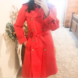 Perry Ellis Red Belted Trench Coat Size 4